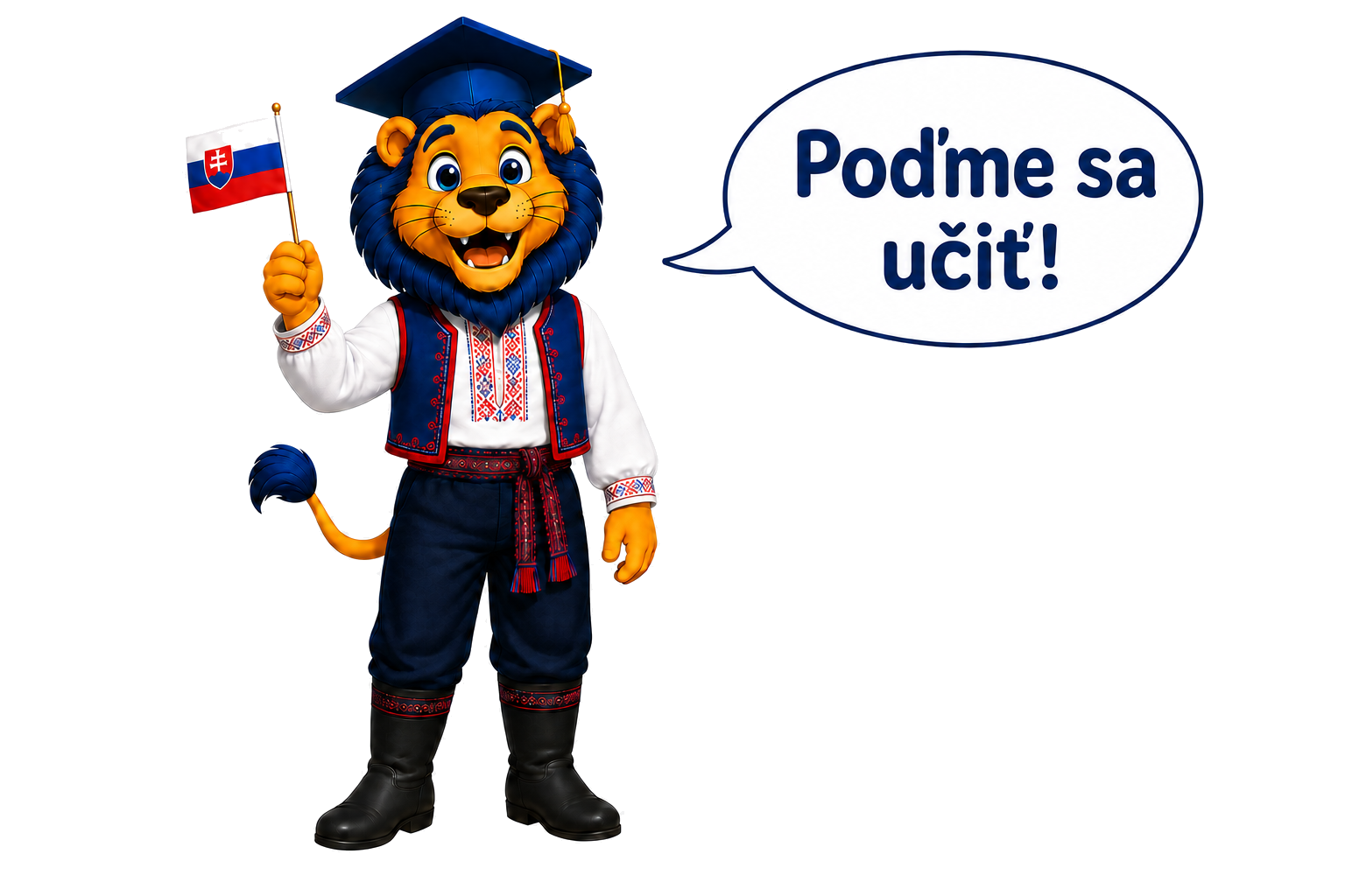 Francis holding the Slovak flag and saying: PoΔme sa uΔiΕ₯!